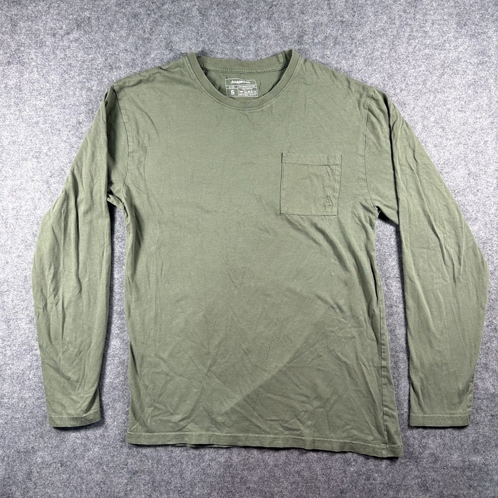 Aeropostale A87 Long Sleeve Pocket Tee Size Small Olive Green 100% Cotton